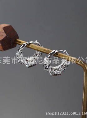 款龙纹耳环黑色钢色潮流个性不锈钢龙纹国风图腾耳环耳饰