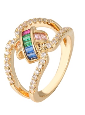 日韩流行新款彩色锆石戒指抛光工艺镶钻女式手饰情侣对戒