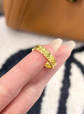 古法金包银爆闪碎冰冰情侣对戒女
