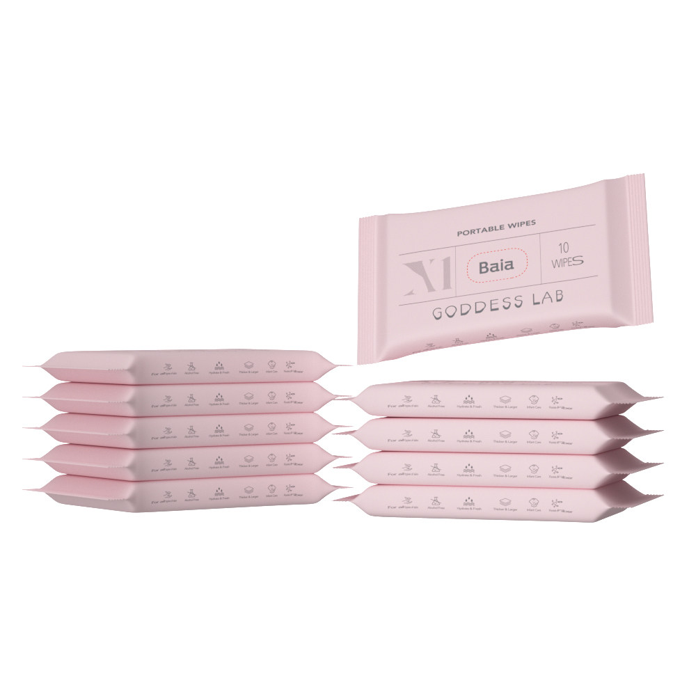 拜亚10抽小包家庭装便携湿纸巾 拜亚湿巾