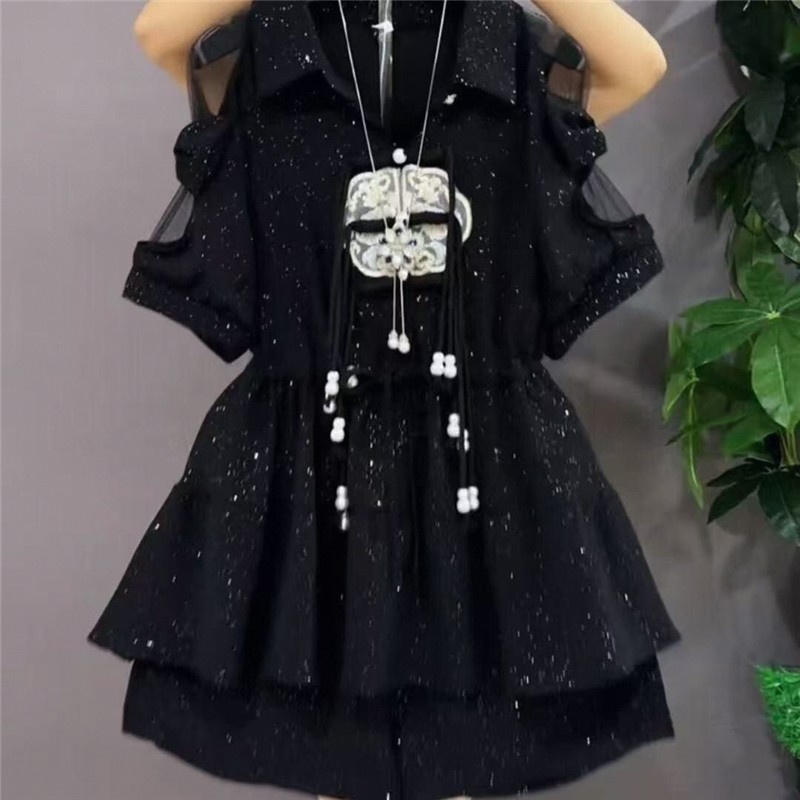 加肥大码套装新中式国风时尚盘扣显瘦气质短裤上衣新款两件套夏季,淘宝优惠券,粉丝福利购,淘宝优惠卷