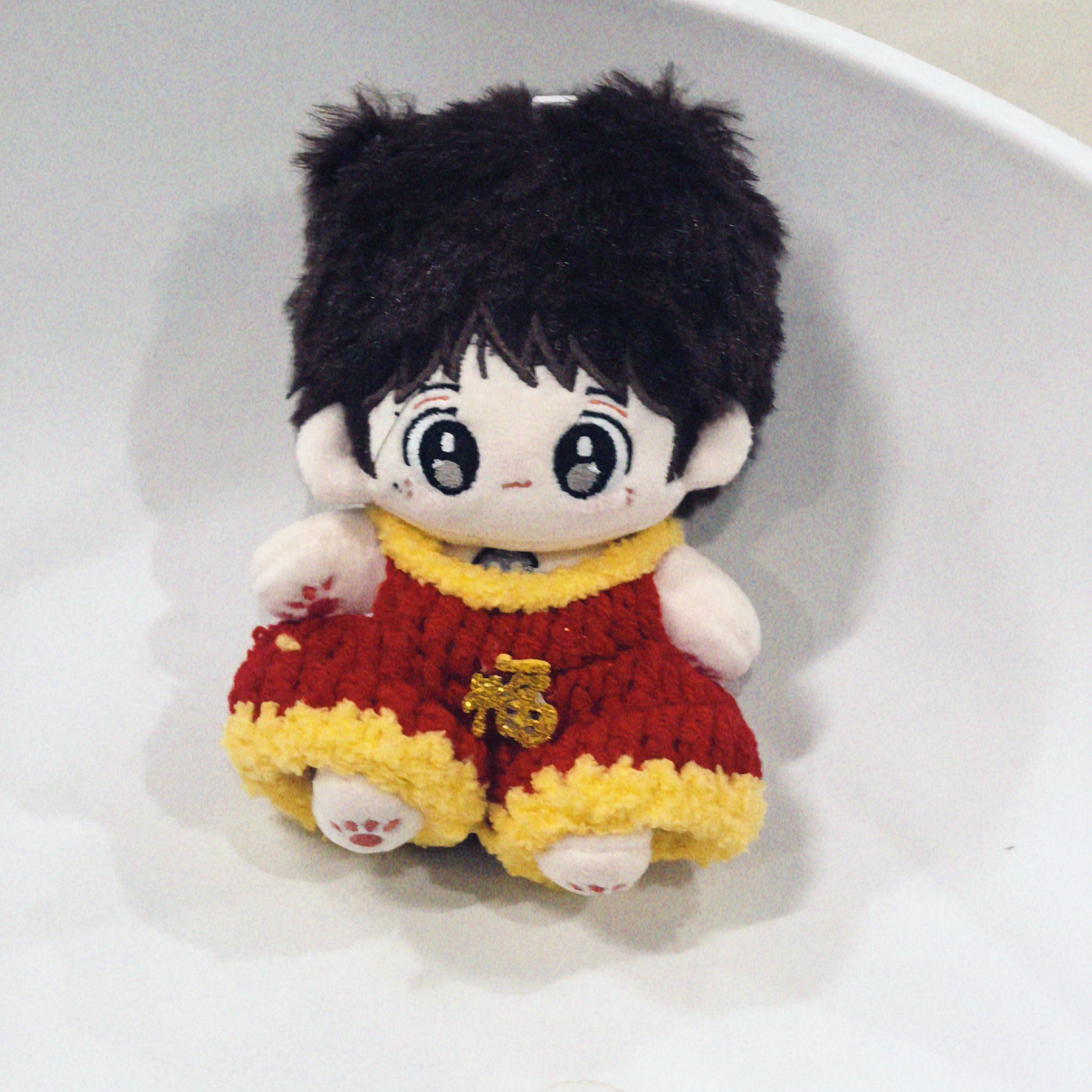 爆款10厘米挂件新年款式娃衣棉花娃娃红色背带裤帽子替换装,淘宝优惠券,粉丝福利购,淘宝优惠卷