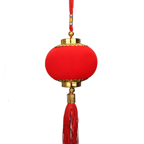 新年过年春节植绒小红灯笼串盆景树上挂件挂饰户外装饰布置用品