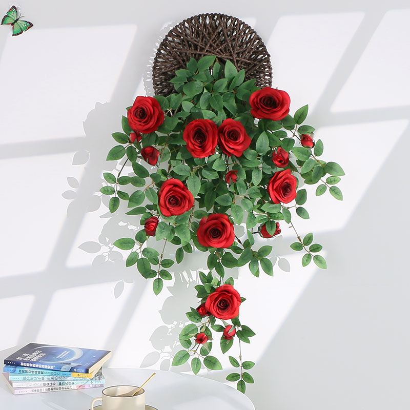 仿真吊花装饰塑料植物挂墙假花遮挡遮丑吊兰吊篮藤蔓壁挂玫瑰垂吊,淘宝优惠券,粉丝福利购,淘宝优惠卷