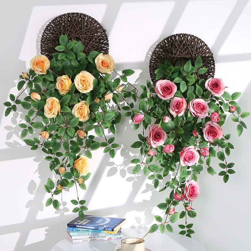 仿真吊花装饰塑料植物挂墙假花遮挡遮丑吊兰吊篮藤蔓壁挂玫瑰垂吊,淘宝优惠券,粉丝福利购,淘宝优惠卷