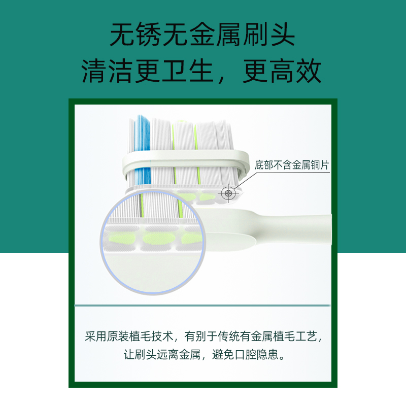 美天莱适配小米电动牙刷头T302/T301/MES605/MES608米家替换软毛