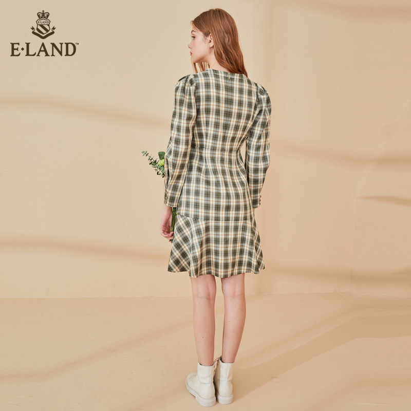 eland2020秋季新款法式轻奢连衣裙 衣恋集团outlets店连衣裙