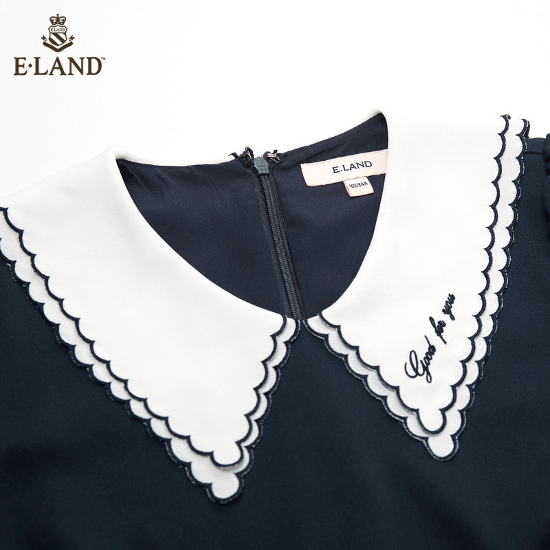 eland2020甜美减龄拼接百褶连衣裙 衣恋集团outlets店连衣裙