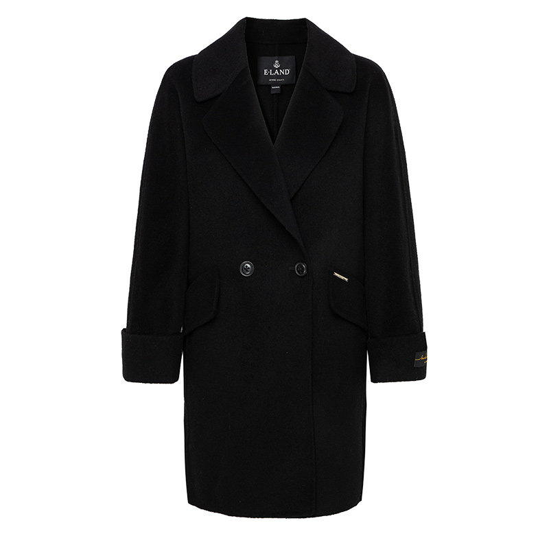 eland秋冬韩版风纯色简约毛呢大衣 衣恋集团outlets店毛呢外套