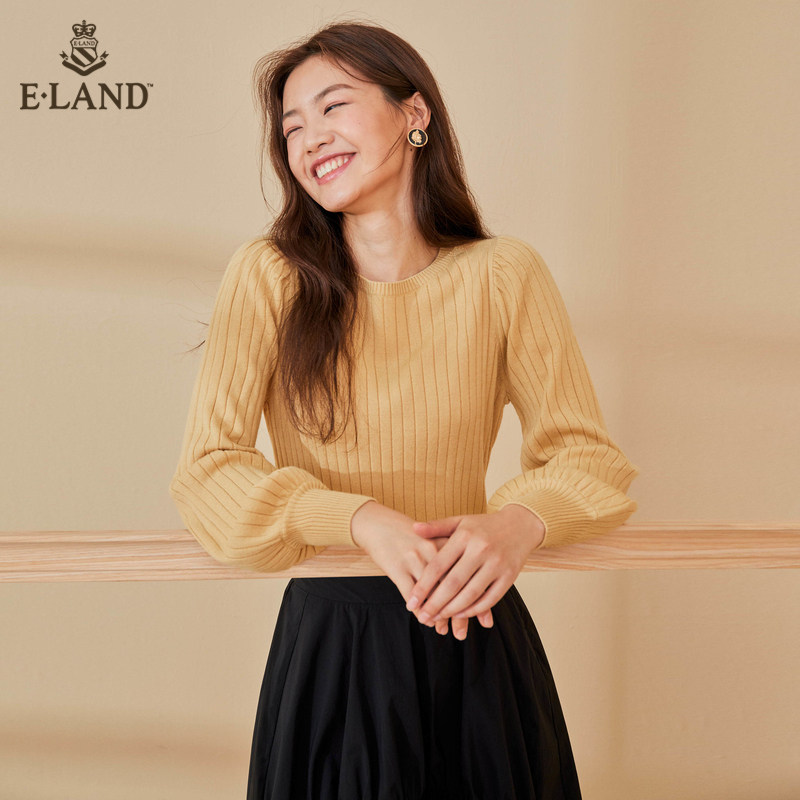 eland2020秋季新款圆领纯色打底衫 衣恋集团outlets店毛衣