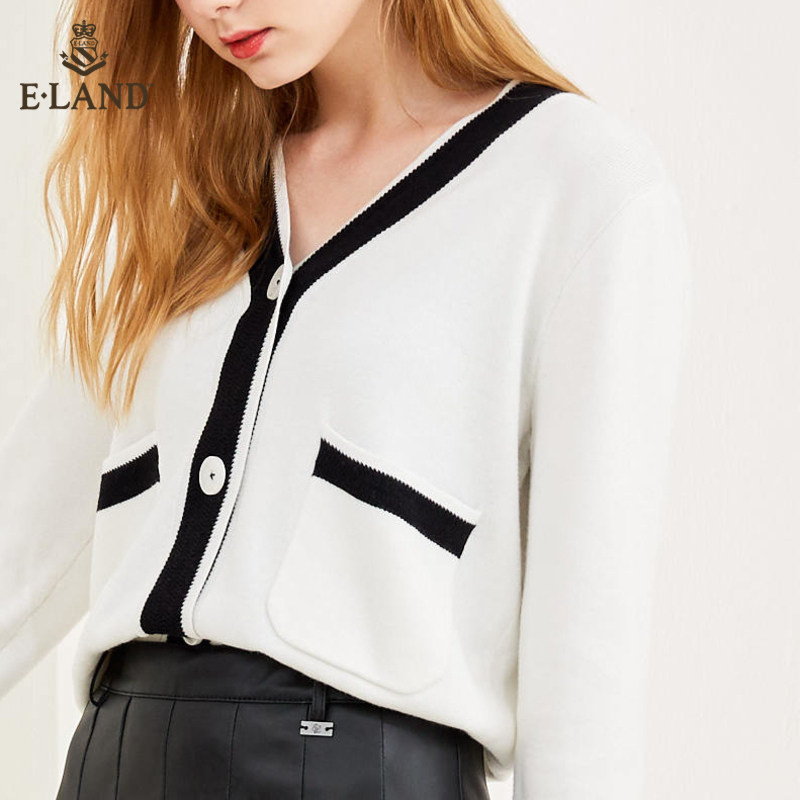 eland2020秋季新款纯色淑女开衫 衣恋集团outlets店毛针织衫