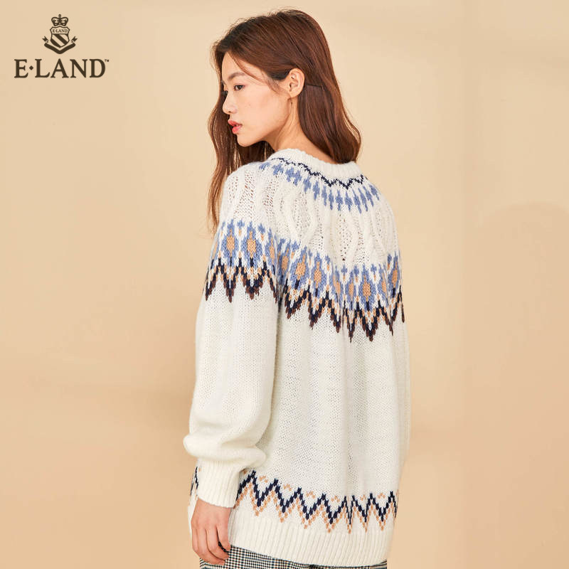 eland2020冬季新款复古风圆领毛衣 衣恋集团outlets店毛衣