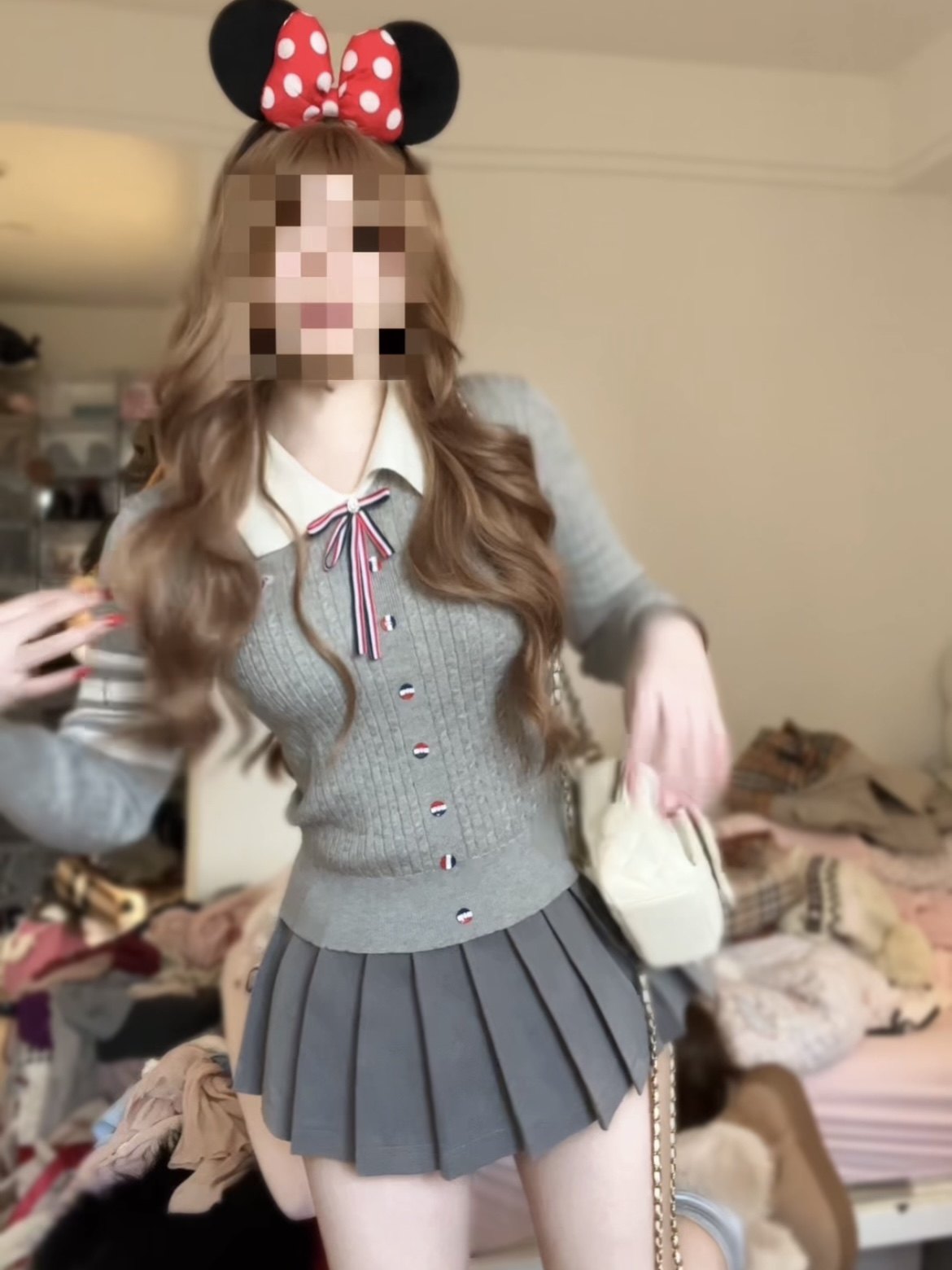 荔桃想睡觉ya【学院甜心】学院风针织套装女秋冬POLO领毛衣百褶裙,淘宝优惠券,粉丝福利购,淘宝优惠卷