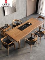 Light Furniture Official Solid Wood Tea Table Chair Combination One Table Five Chairs New Chinese Style Boiling Water Jug Integrated Office Big Board