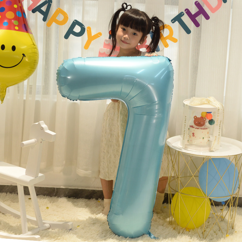 40寸蓝色生日数字气球儿童铝膜周岁派对布置装饰用品户外拍照道具,淘宝优惠券,粉丝福利购,淘宝优惠卷