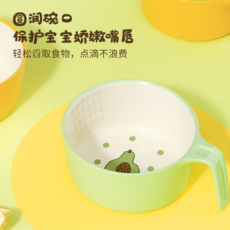可可萌儿童碗辅食宝宝碗防摔防烫小孩吃饭专用大容量餐具卡通手柄 - 图1