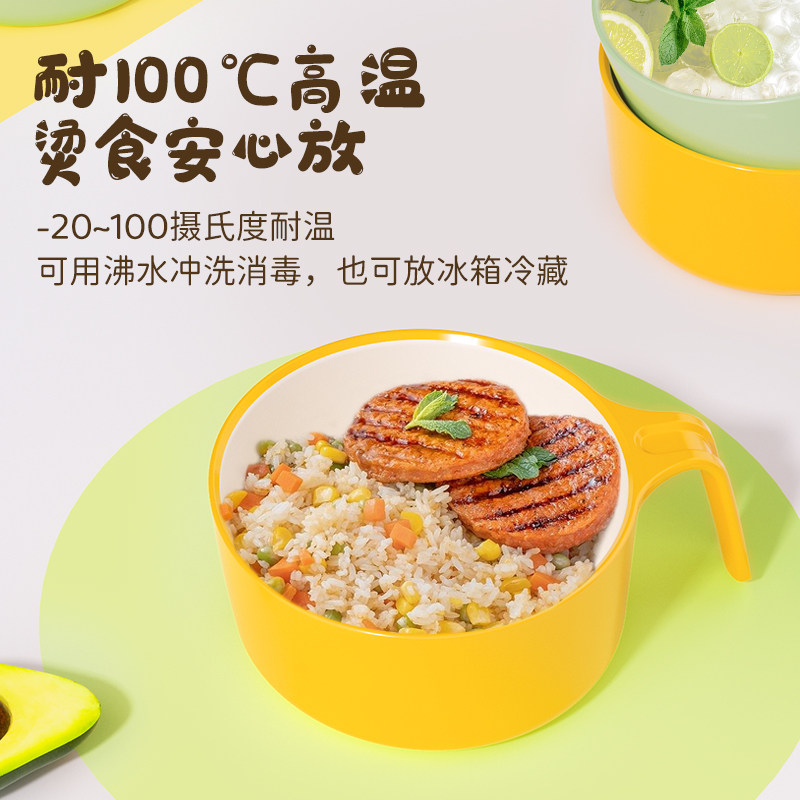 可可萌儿童碗辅食宝宝碗防摔防烫小孩吃饭专用大容量餐具卡通手柄 - 图3
