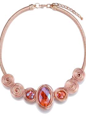 欧美简约中古小众项链玻璃水滴造型手工颈链短款项圈necklace