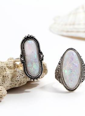 fashion lord rings set women jewelry 波西米亚蛋白石戒指套装