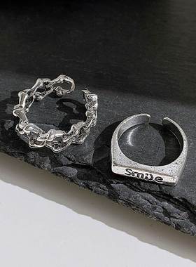 跨境欧美微笑关节戒指女 joint Ring set retro smile open rings