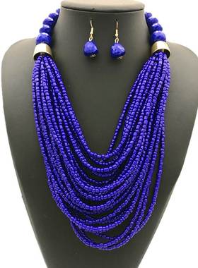 africa necklace women jewelry 波西米亚彩米珠项链流苏饰品