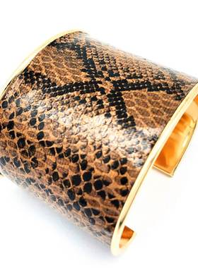 leather bracelet women hand catenary ins蛇纹皮革手镯夜店手环