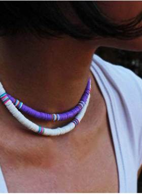 manual choker necklace women ins波西米亚项链软陶彩串珠颈链