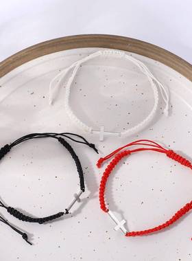 欧美十字架手錬 men women foreign trade cross woven bracelet