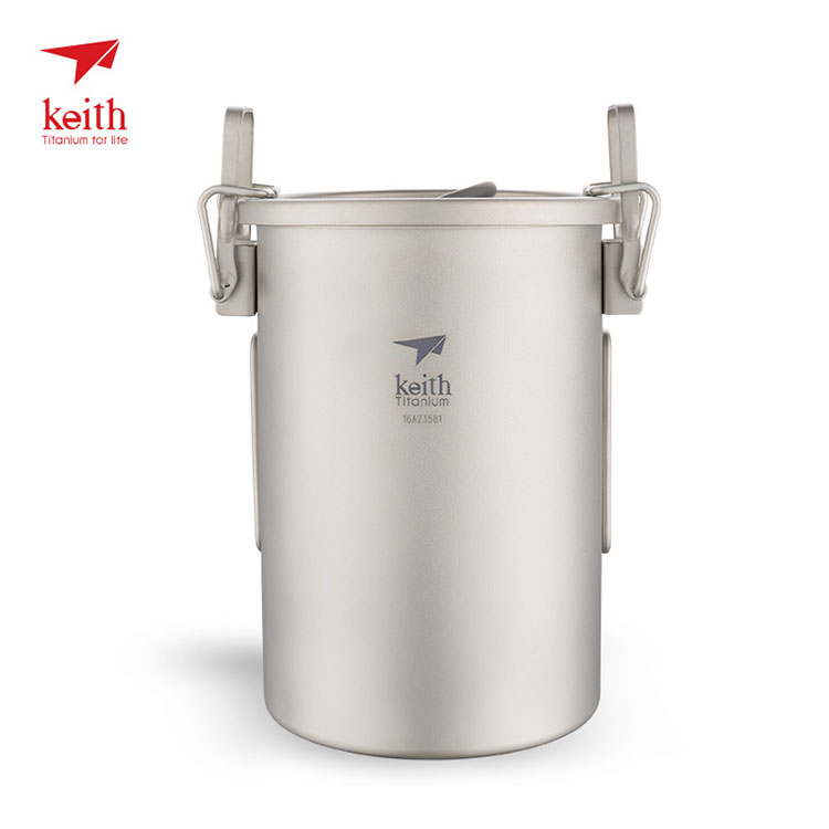 keith铠斯纯钛煮饭器Ti6300锅具1-2人野炊用品户外便携多功能饭锅