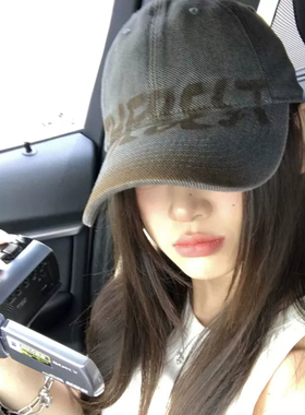 美式复古字母灰色棒球帽女高级感
