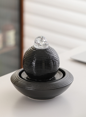 循环流水生财风水轮招财摆件