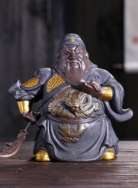 陶瓷创意武财神关公招财关羽关二爷车载家居办公客厅开业礼品摆件