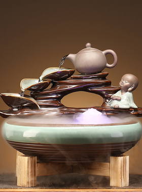 循环流水摆件小型喷泉创意陶瓷