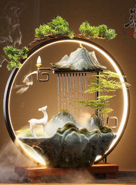 创意招财流水摆件中式装饰公司