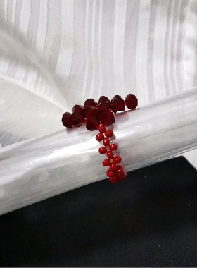 捷克水晶串珠手工编制菱形戒指时尚通勤指环本命年佩戴女配饰品