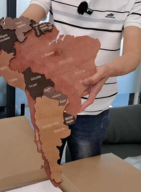 世界地图墙面装饰大尺寸3D立体文化墙装饰办公室客厅创意木质墙贴