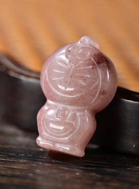 天然新疆金丝玉哆啦A梦动漫卡通人物挂件玉坠紫罗兰叮当猫吊坠