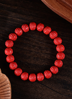 天然保真女款六字箴言招财朱砂手串护身符祥云纹红砂手链送人礼物