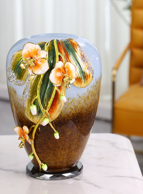 珐琅彩轻奢花瓶创意客厅玄关家居摆件电视柜高档装饰插花花瓶摆件