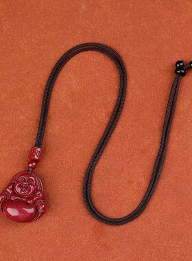 2025本命年女大肚弥勒佛朱砂吊坠紫金砂佛公项链饰品批发