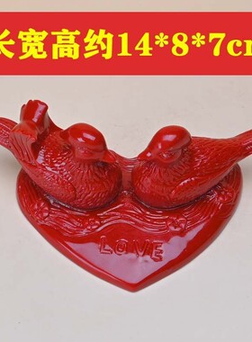 供厂直销朱砂鸳鸯摆件一对送新人双喜鸳鸯祝福礼物家居玄关工艺品