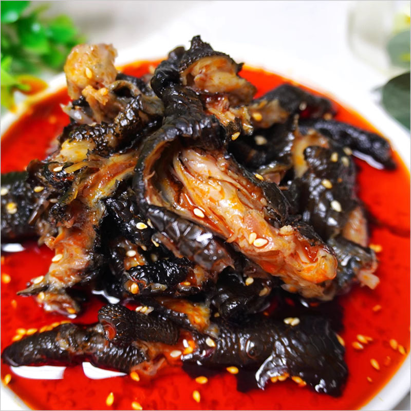 春之源麻辣鸡爪250g红油无骨凤爪去骨乌鸡爪黑鸡脚凉拌菜开袋即食-图0