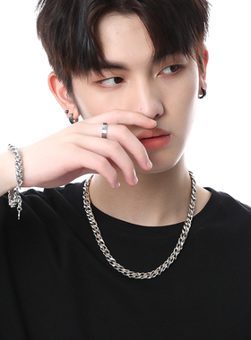 个性藏金古巴链男潮简约百搭