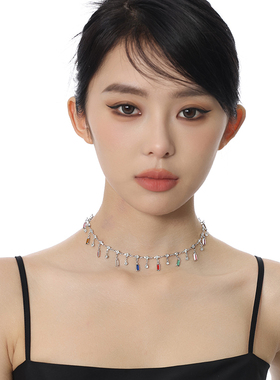 VOYAGE彩色流苏锆石多巴胺项链