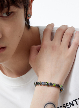 VOYAGE黑胆石拼接手链弹力绳调节