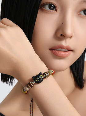 猫咪串珠手链女生编织绳手串