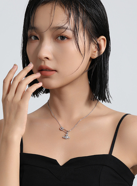 轻奢高级感土星锆石吊坠别针项链