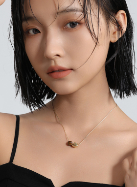 金色虎眼石吊坠项链女轻奢小众