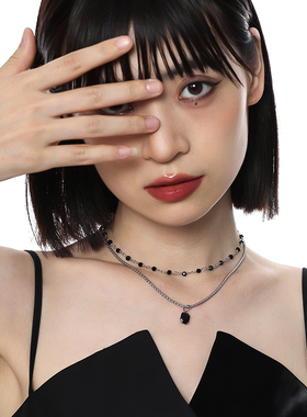 VOYAGE双层叠带黑钻项链甜酷配饰