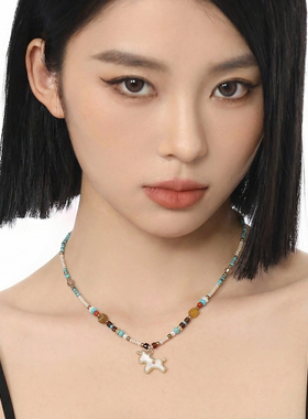 金色小马钛钢项链女毛衣链锁骨链